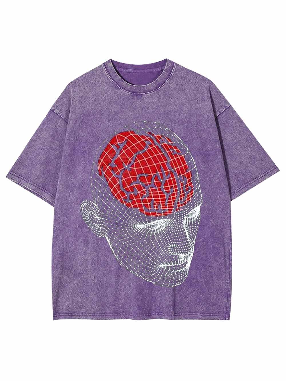 Wireframe Red Brain Washed Tshirt