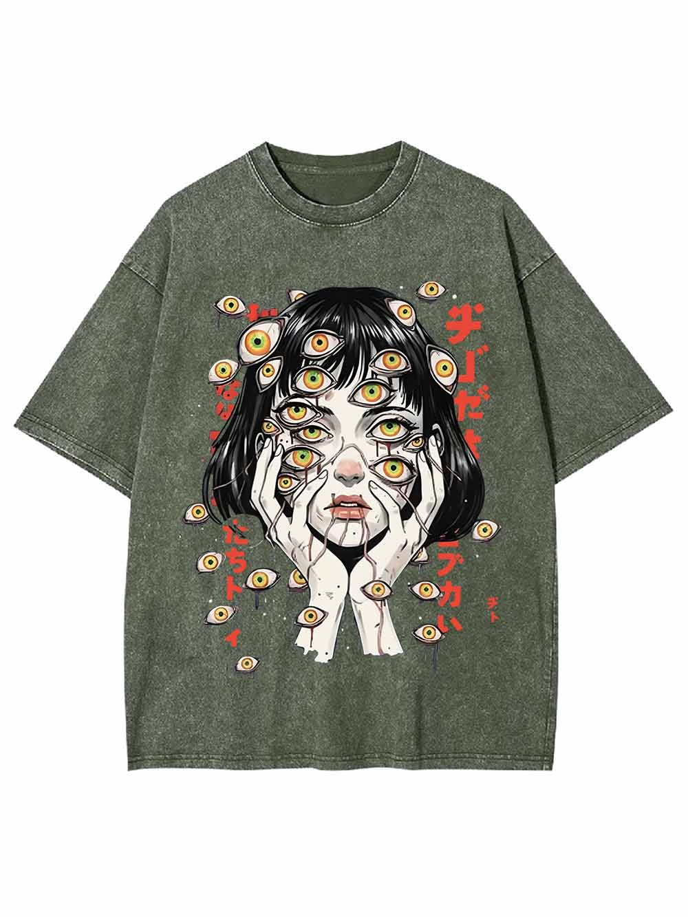 Weird Fantasy Girl With Many Eyes Washed Tshirt