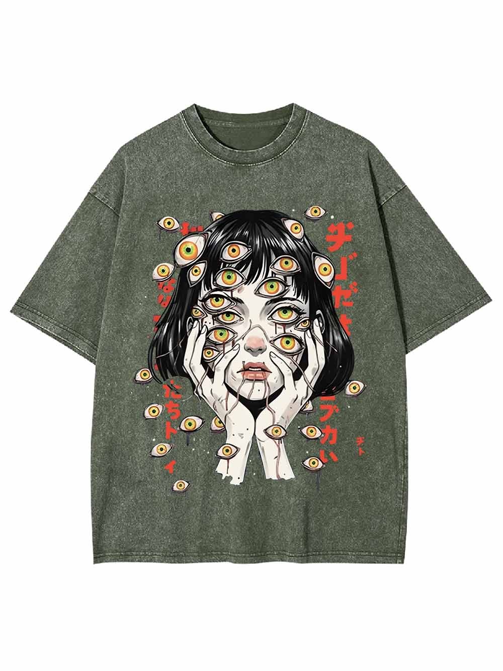 Weird Fantasy Girl With Many Eyes Washed Tshirt
