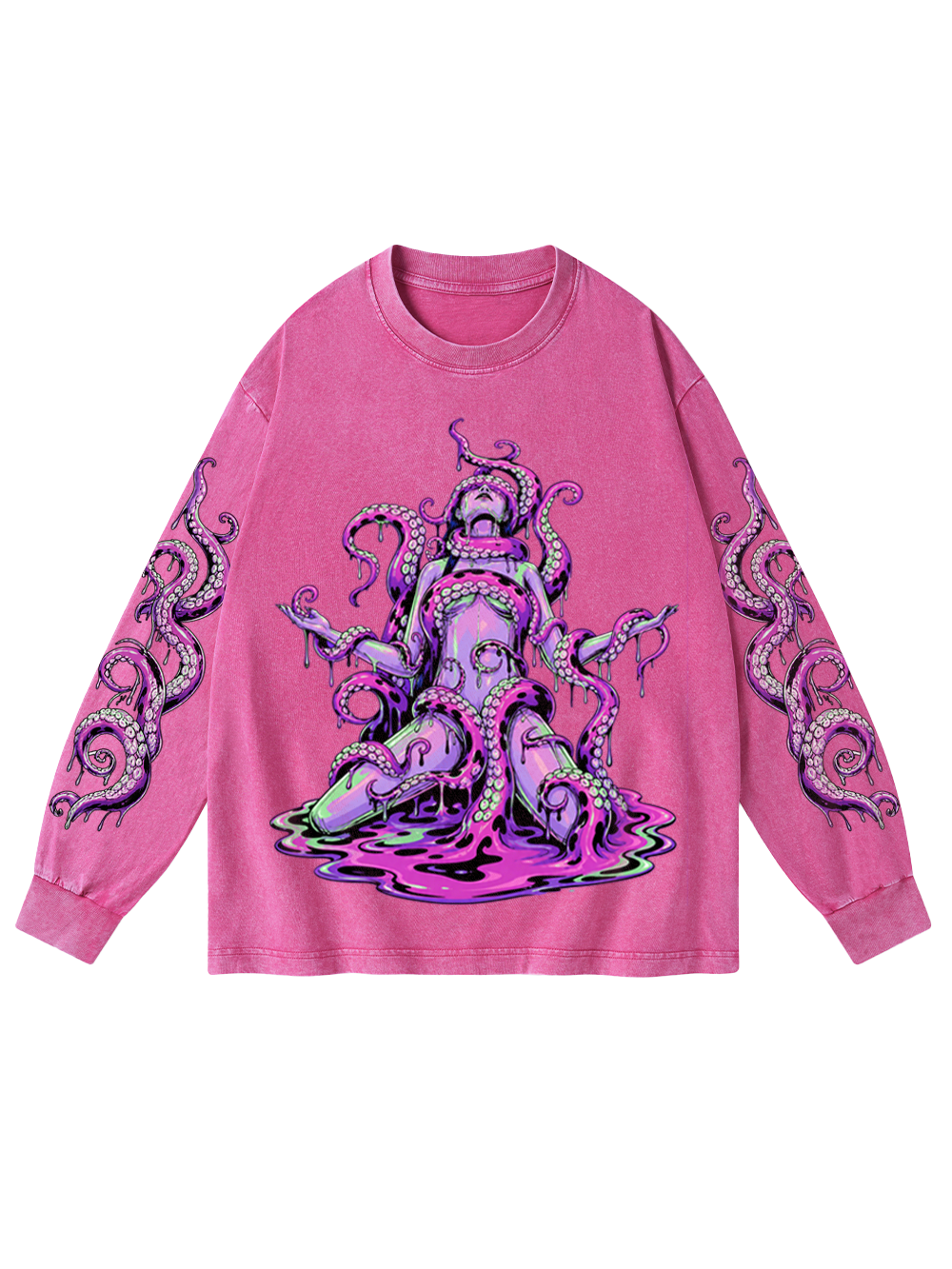 TENTACLE GODDESS WASHED LONG-SLEEVE GRAPHIC TSHIRT