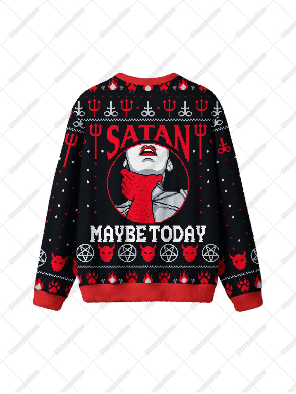 MAYBE TODAY SATAN UGLY CHRISTMAS SWEATSHIRT