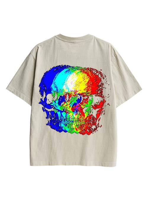 Skull Illusion Double Sided Print Washed TShirt