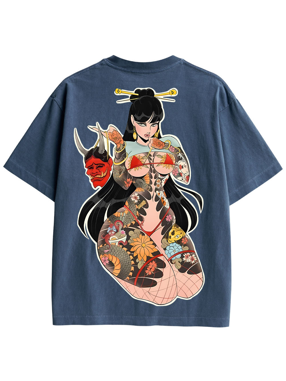 TATTOOED MYSTIQUE DOUBLE SIDED PRINT WASHED TSHIRT