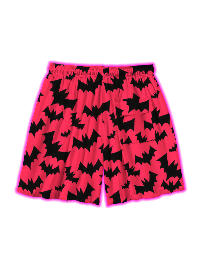 Bat Pattern Over Print Shorts