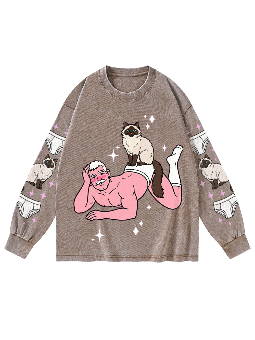 CAT DADDY PIN-UP WASHED LONG-SLEEVE GRAPHIC TSHIRT