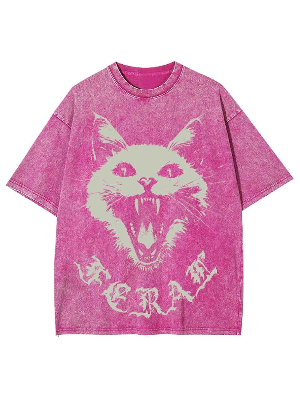 Feral White Cat Washed Tshirt
