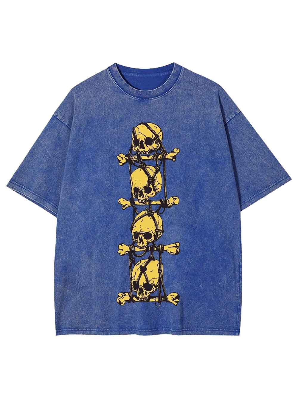SKULL CROSSBONES CHAIN WASHED TSHIRT