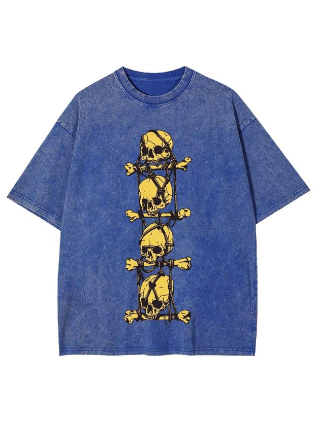 SKULL CROSSBONES CHAIN WASHED TSHIRT