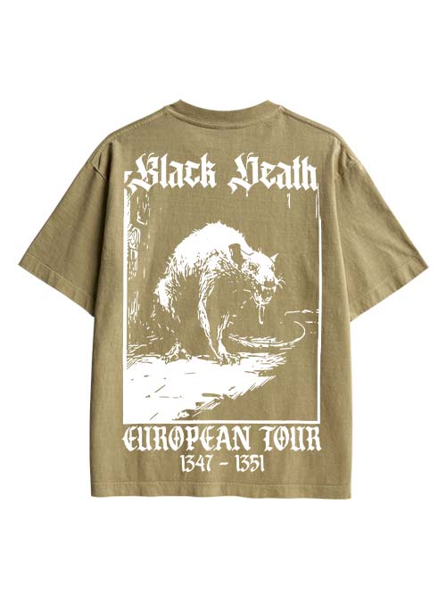 Black Death Double Sided Print Washed TShirt