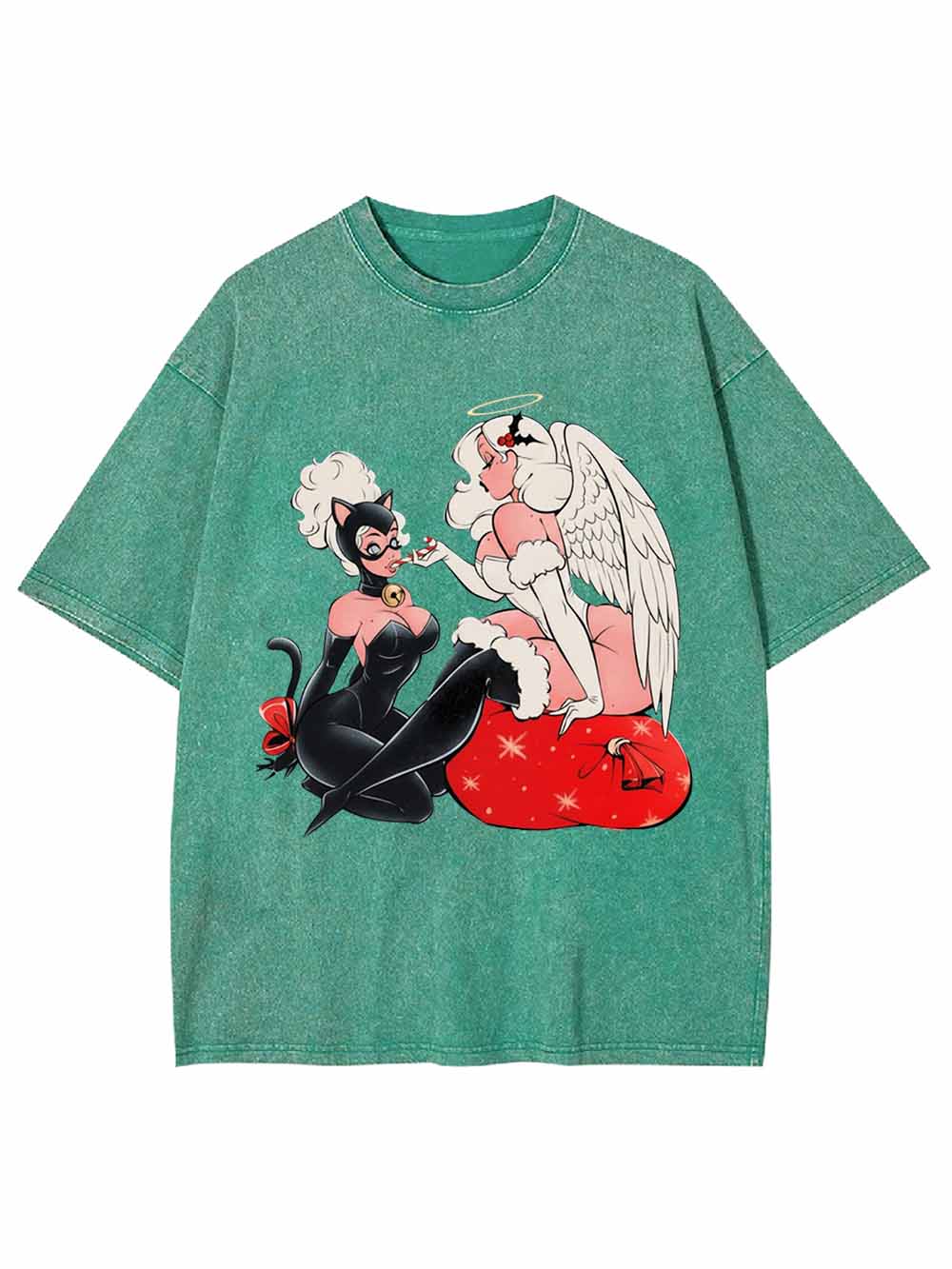 Catwoman And Angel Washed Tshirt