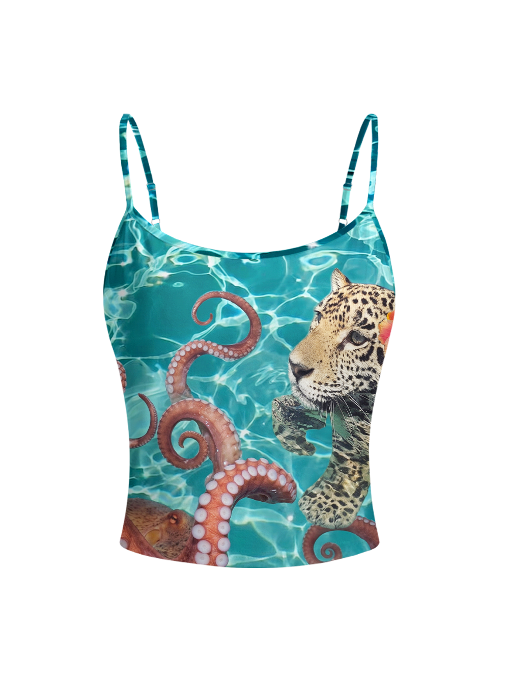 OCEAN FERAL FULL-PRINT SPAGHETTI-STRAP TOP