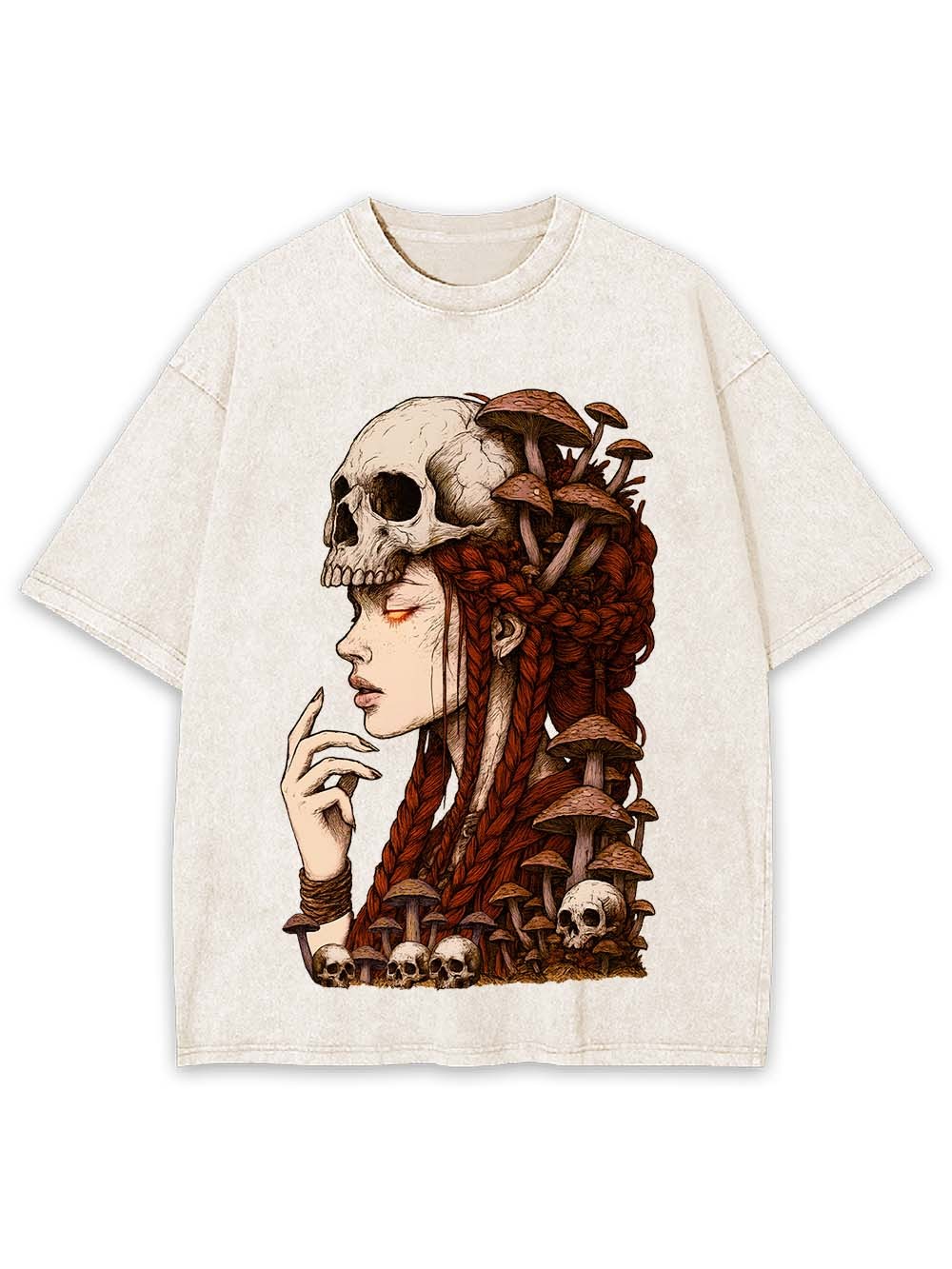 Skeleton Mushroom Witch Washed Tshirt