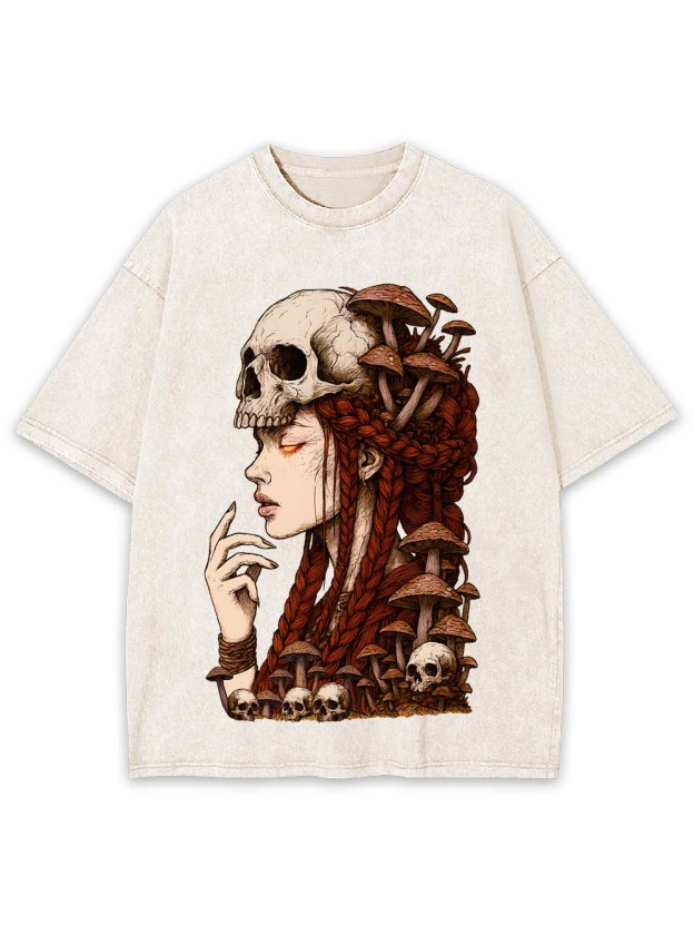 Skeleton Mushroom Witch Washed Tshirt
