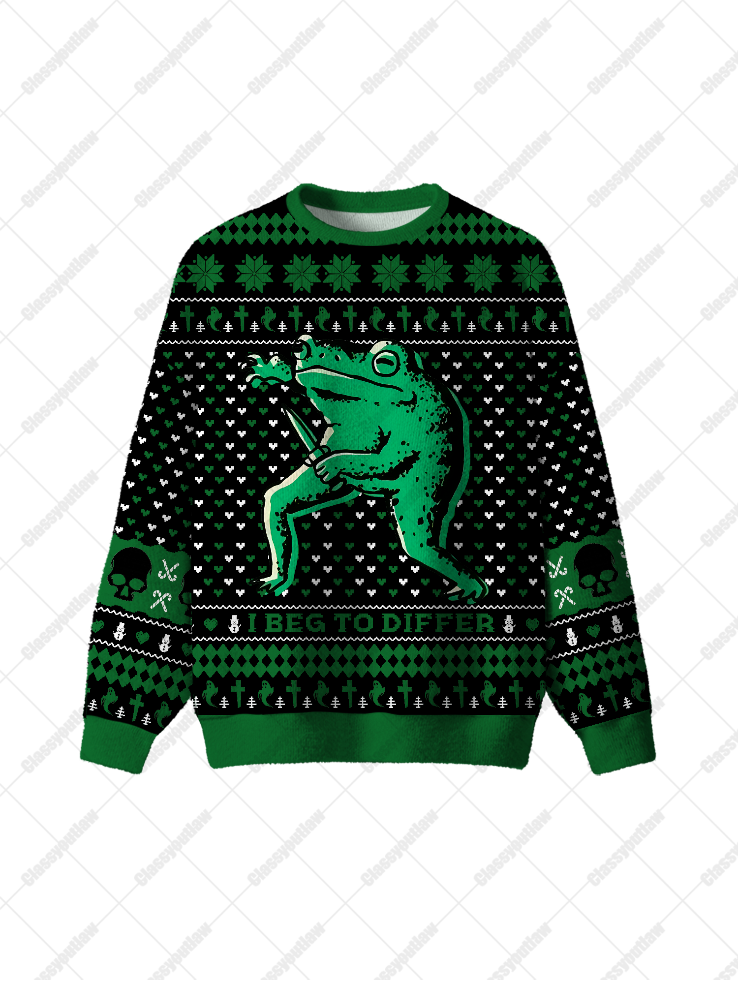 I Beg to Differ Frog UGLY CHRISTMAS SWEATSHIRT
