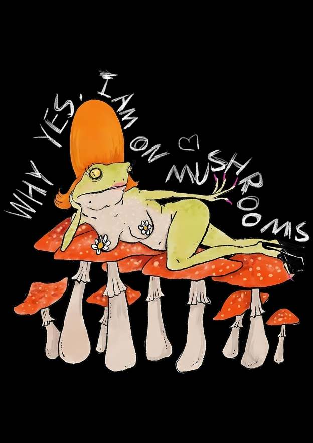 Why Yes, I Am On Mushrooms Washed Tshirt-ClassyOutlaw