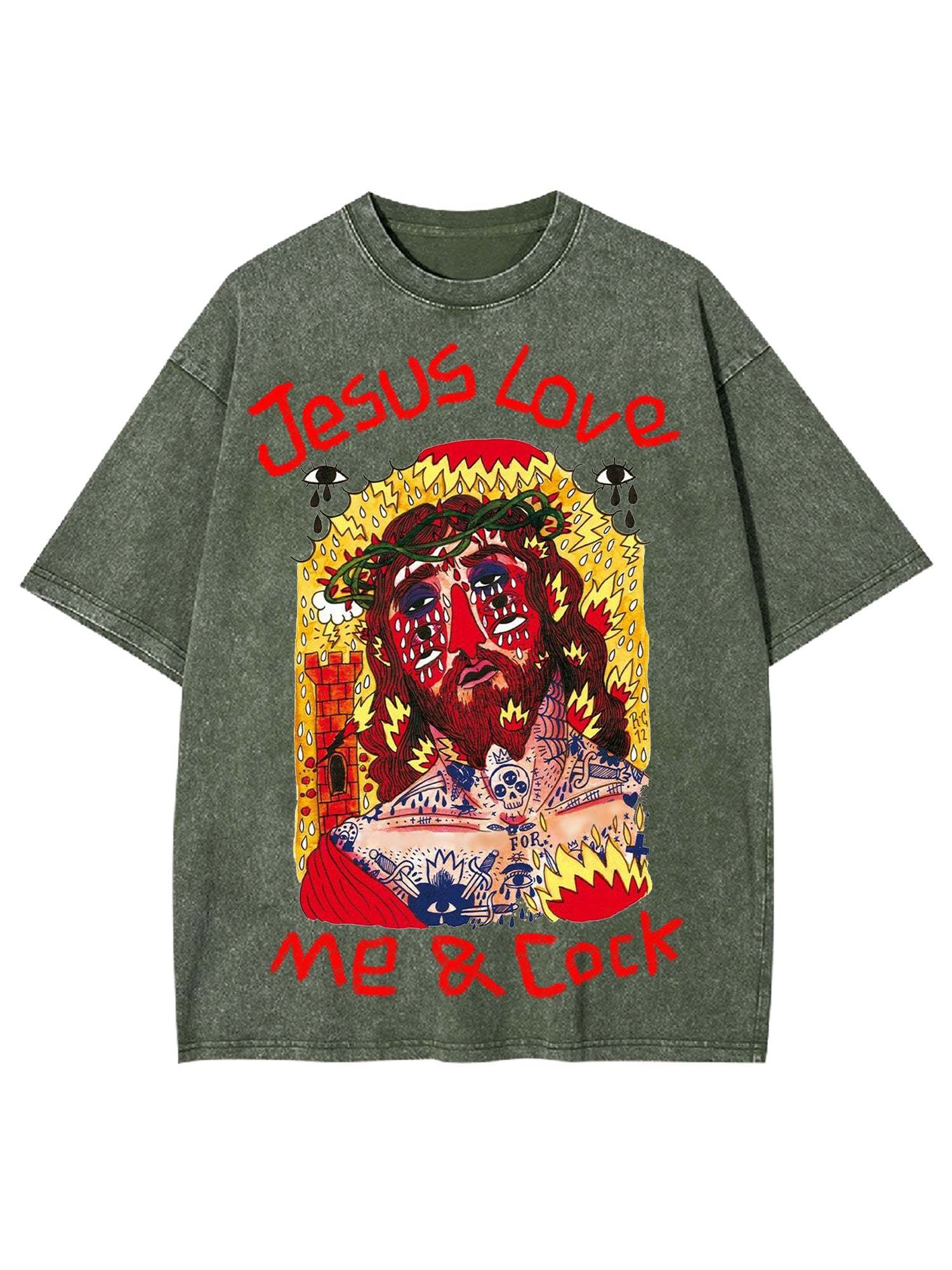 Jesus Love Me & Cock Washed Tshirt