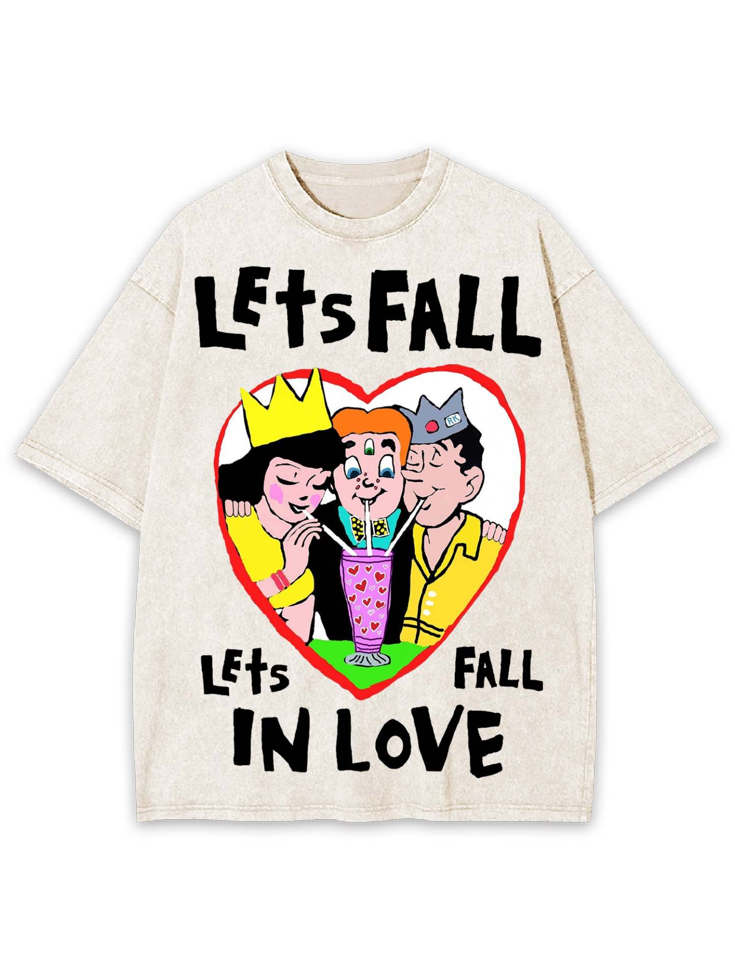 Let's Fall In Love Washed Tshirt-ClassyOutlaw