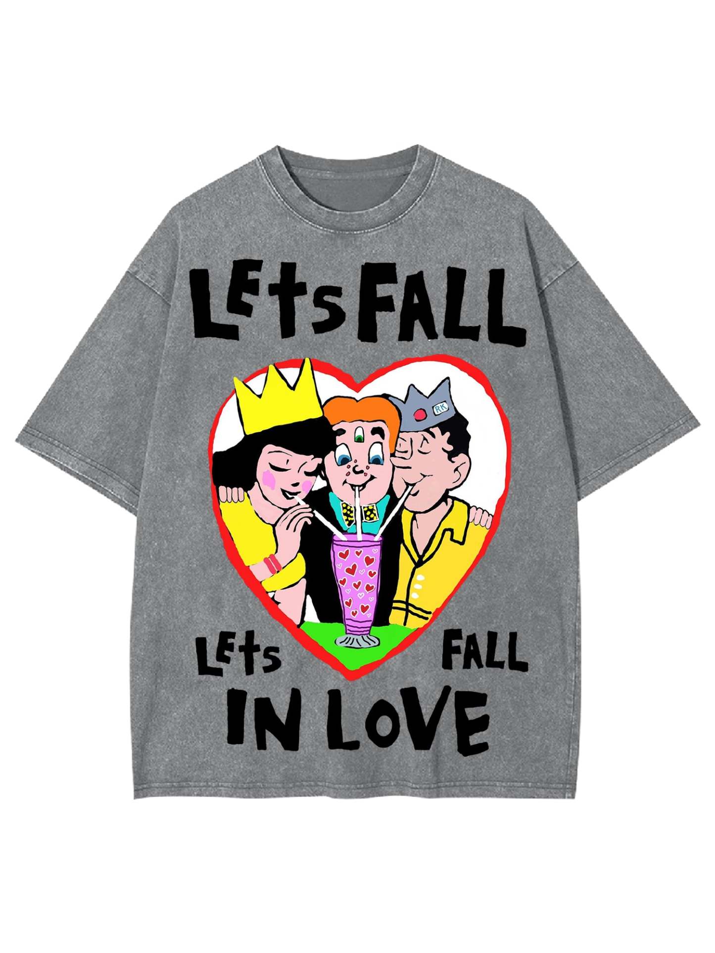 Let's Fall In Love Washed Tshirt-ClassyOutlaw