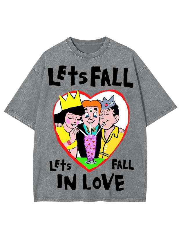 Let's Fall In Love Washed Tshirt-ClassyOutlaw