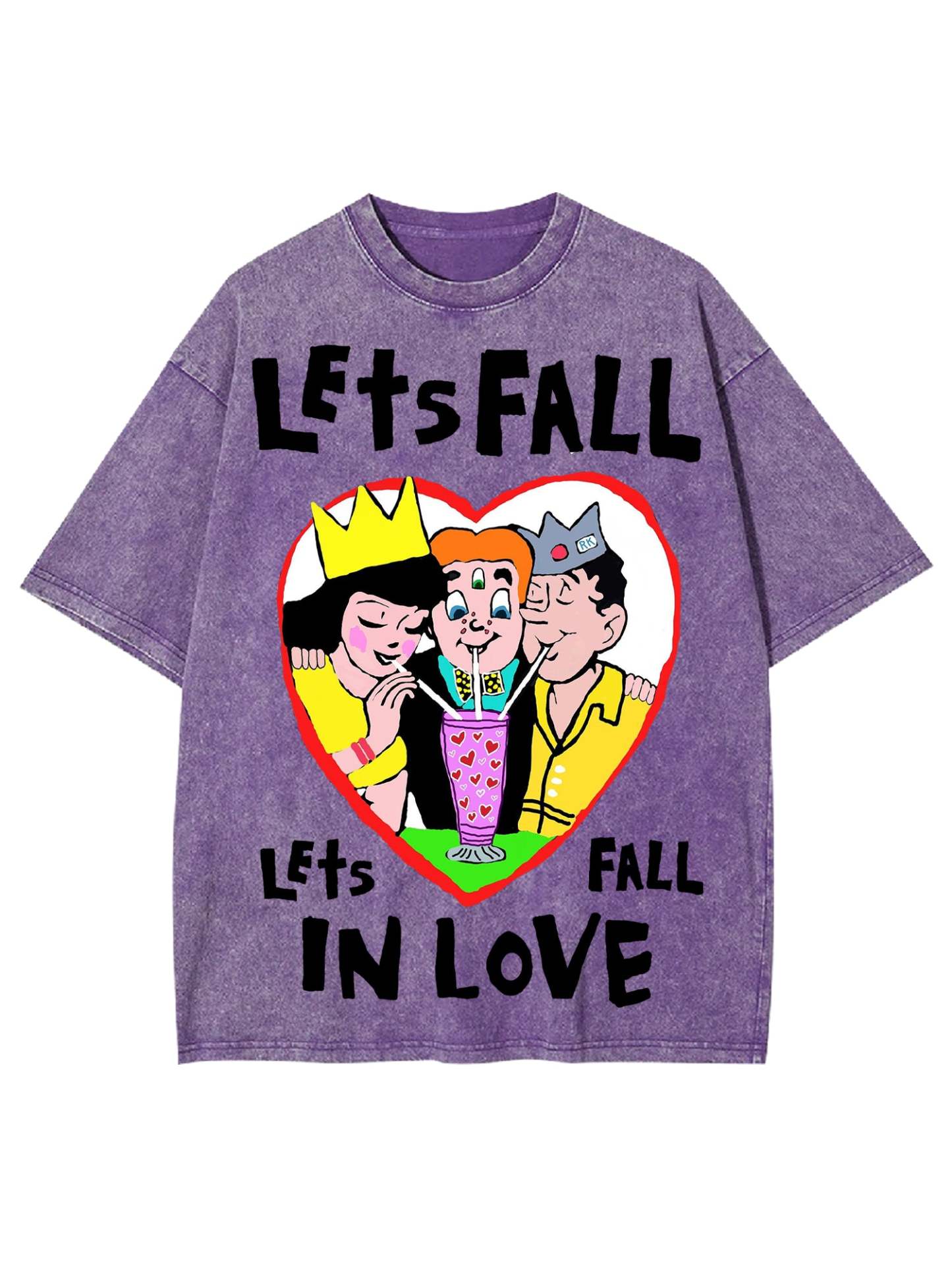 Let's Fall In Love Washed Tshirt-ClassyOutlaw