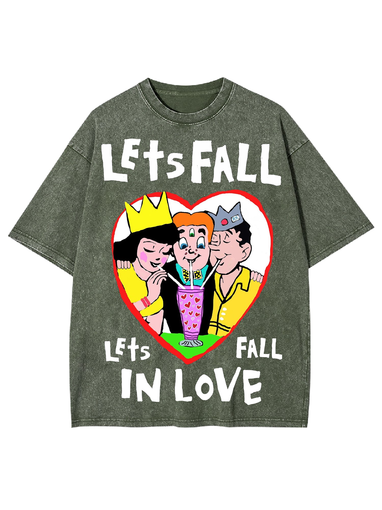 Let's Fall In Love Washed Tshirt-ClassyOutlaw