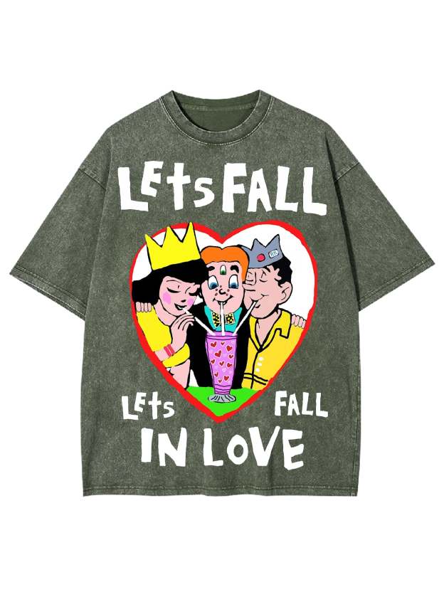 Let's Fall In Love Washed Tshirt-ClassyOutlaw