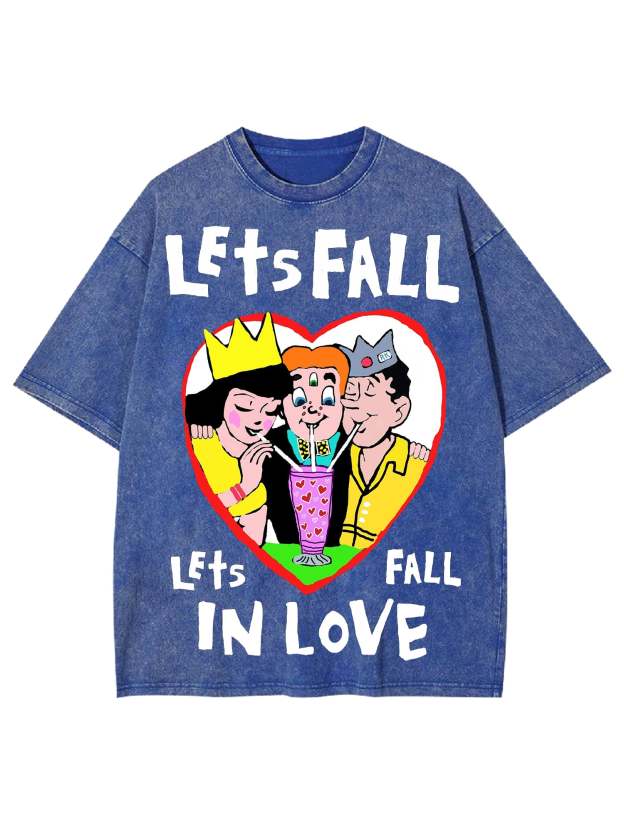 Let's Fall In Love Washed Tshirt-ClassyOutlaw