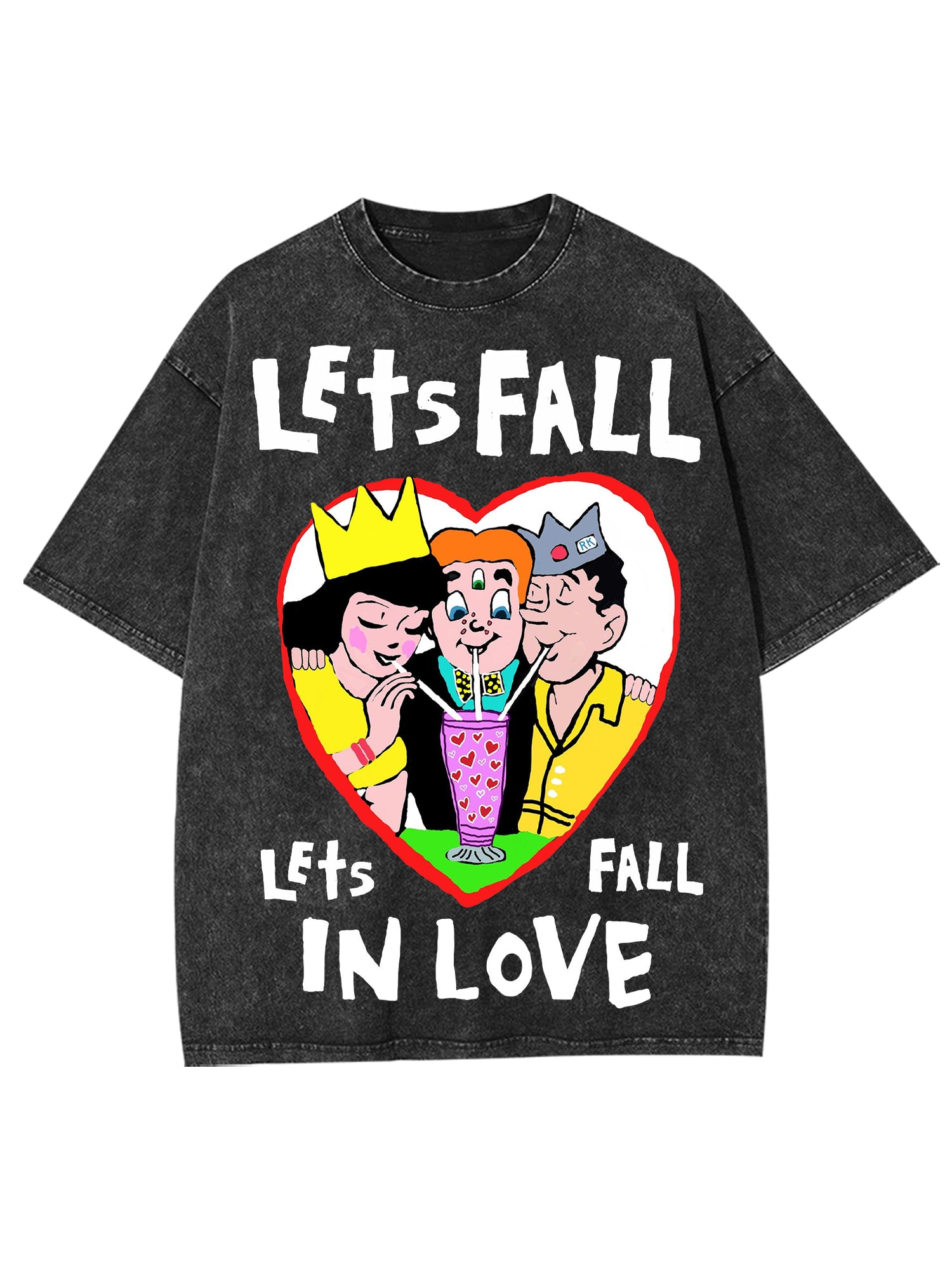 Let's Fall In Love Washed Tshirt-ClassyOutlaw