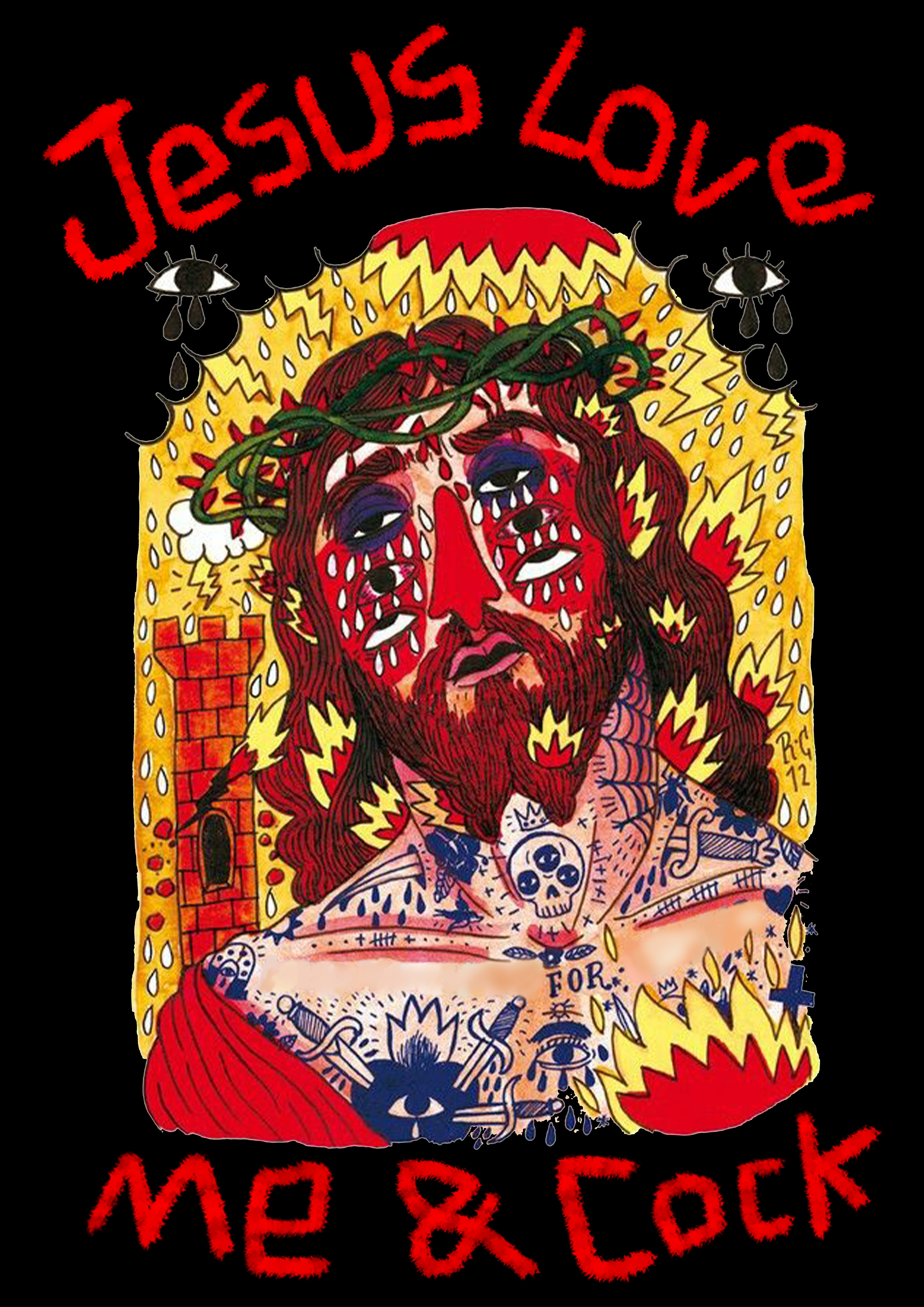 Jesus Love Me & Cock Washed Tshirt
