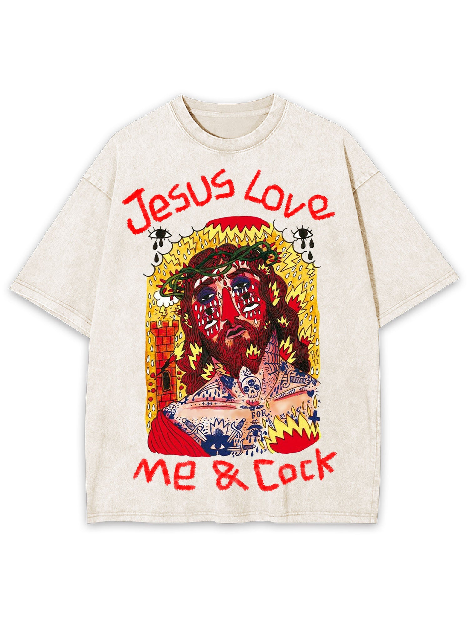 Jesus Love Me & Cock Washed Tshirt