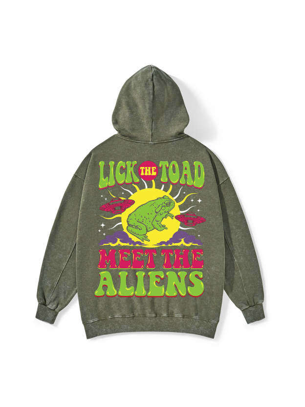 LICK THE TOAD MEET THE ALIENS WASHED HOODIE