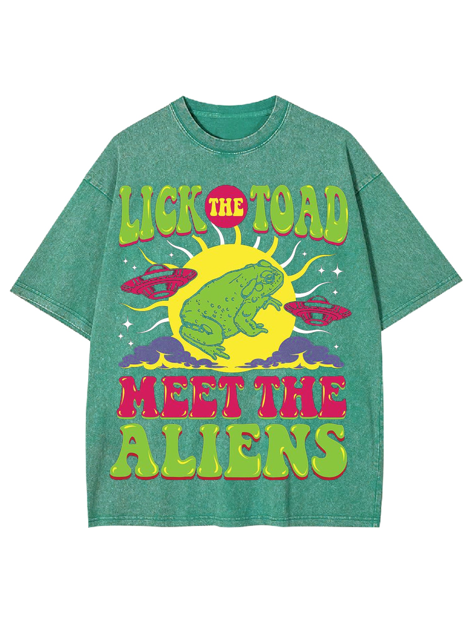 Lick The Toad Meet The Aliens Washed Tshirt-ClassyOutlaw