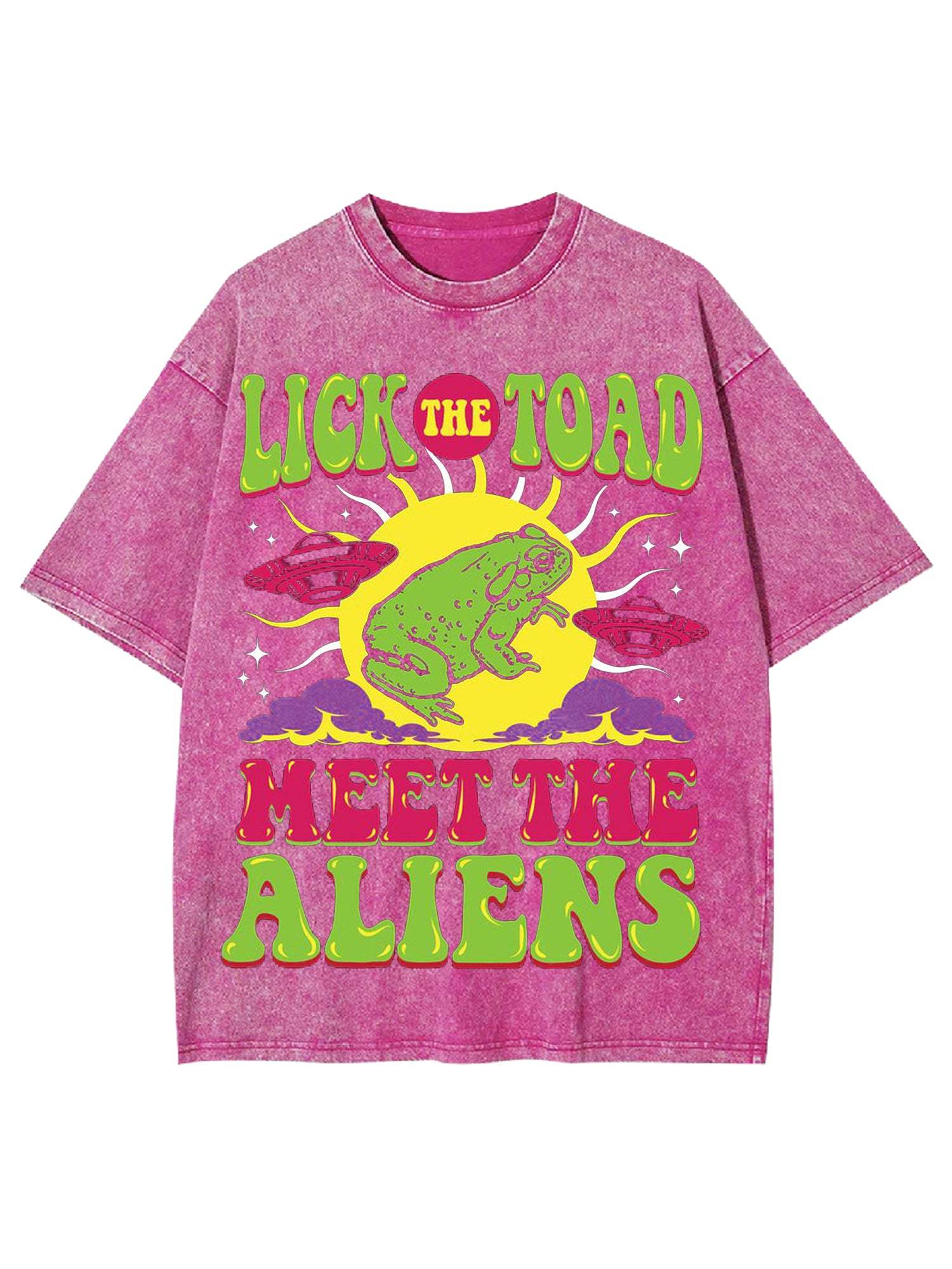 Lick The Toad Meet The Aliens Washed Tshirt-ClassyOutlaw