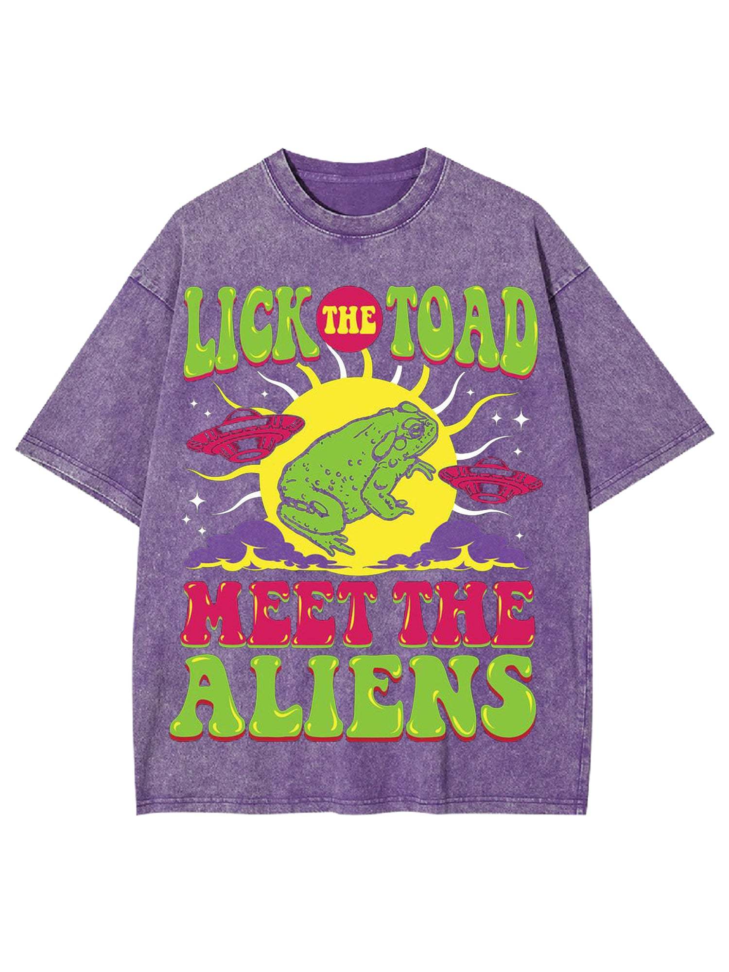 Lick The Toad Meet The Aliens Washed Tshirt-ClassyOutlaw