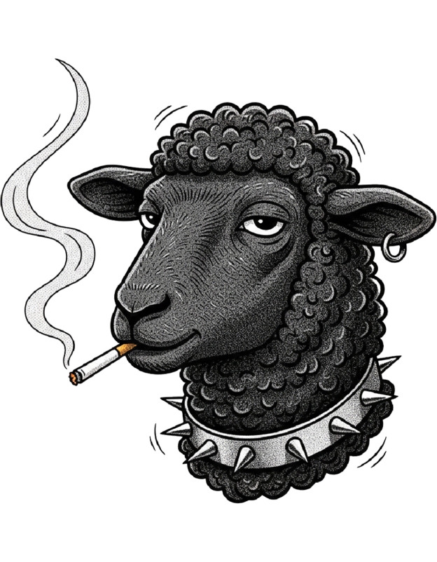 Smoking Black Sheep Washed Tshirt