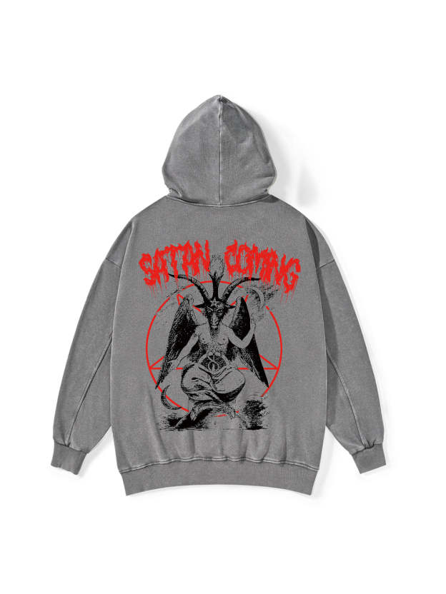 SATAN COMING WASHED HOODIE