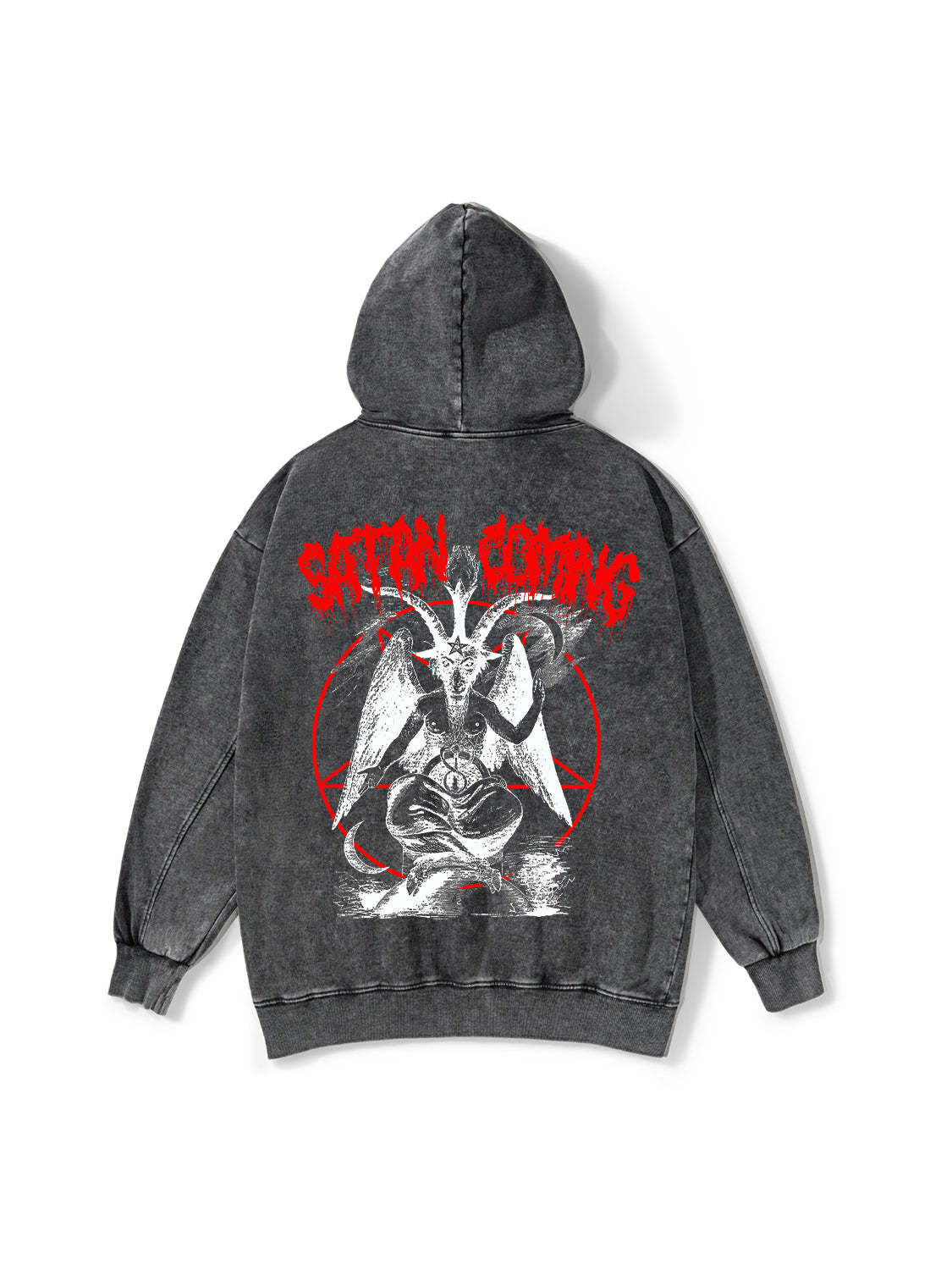 Satan Coming Washed Hoodie-ClassyOutlaw Sale