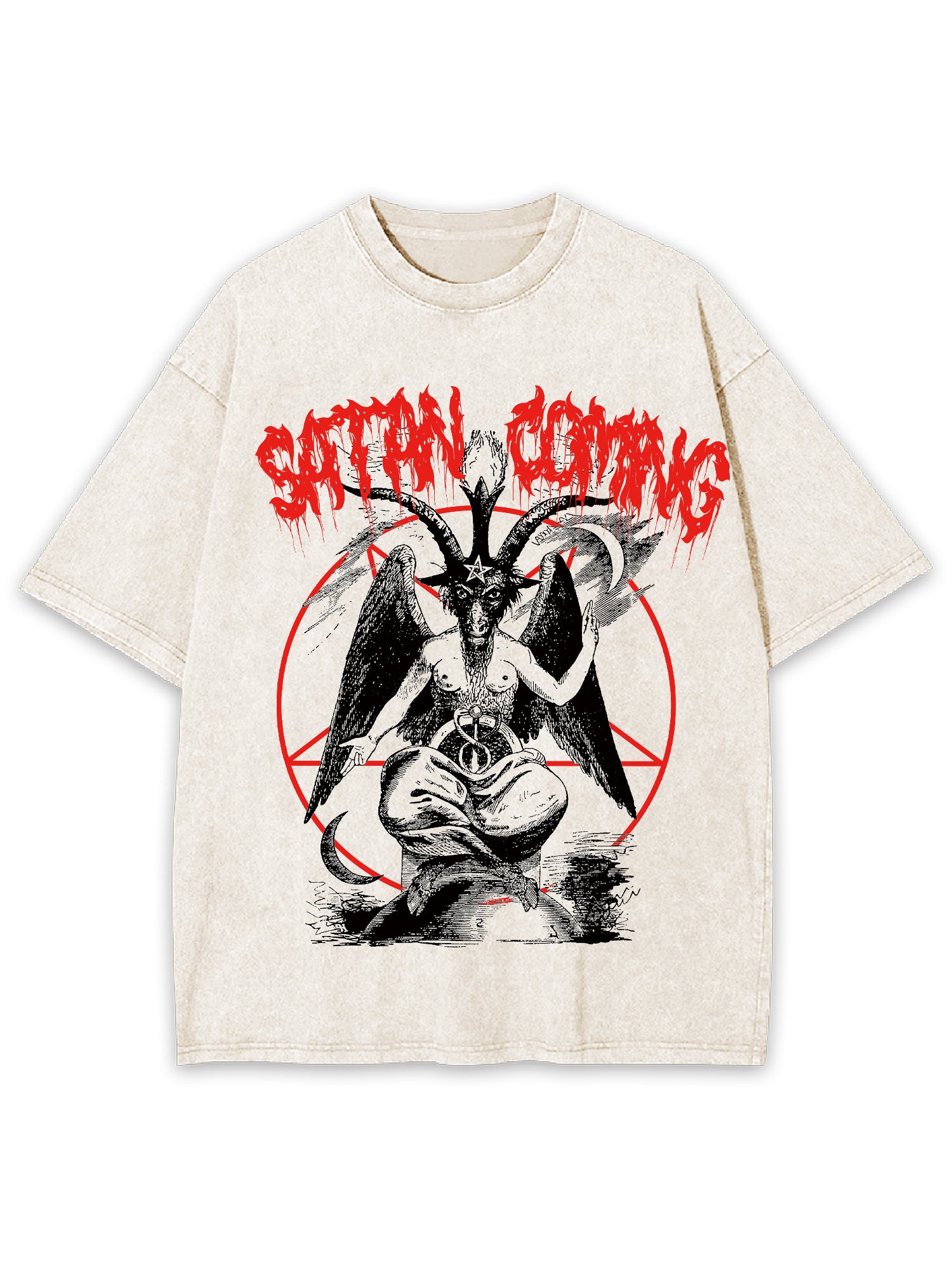 Satan Coming Washed Tshirt-ClassyOutlaw