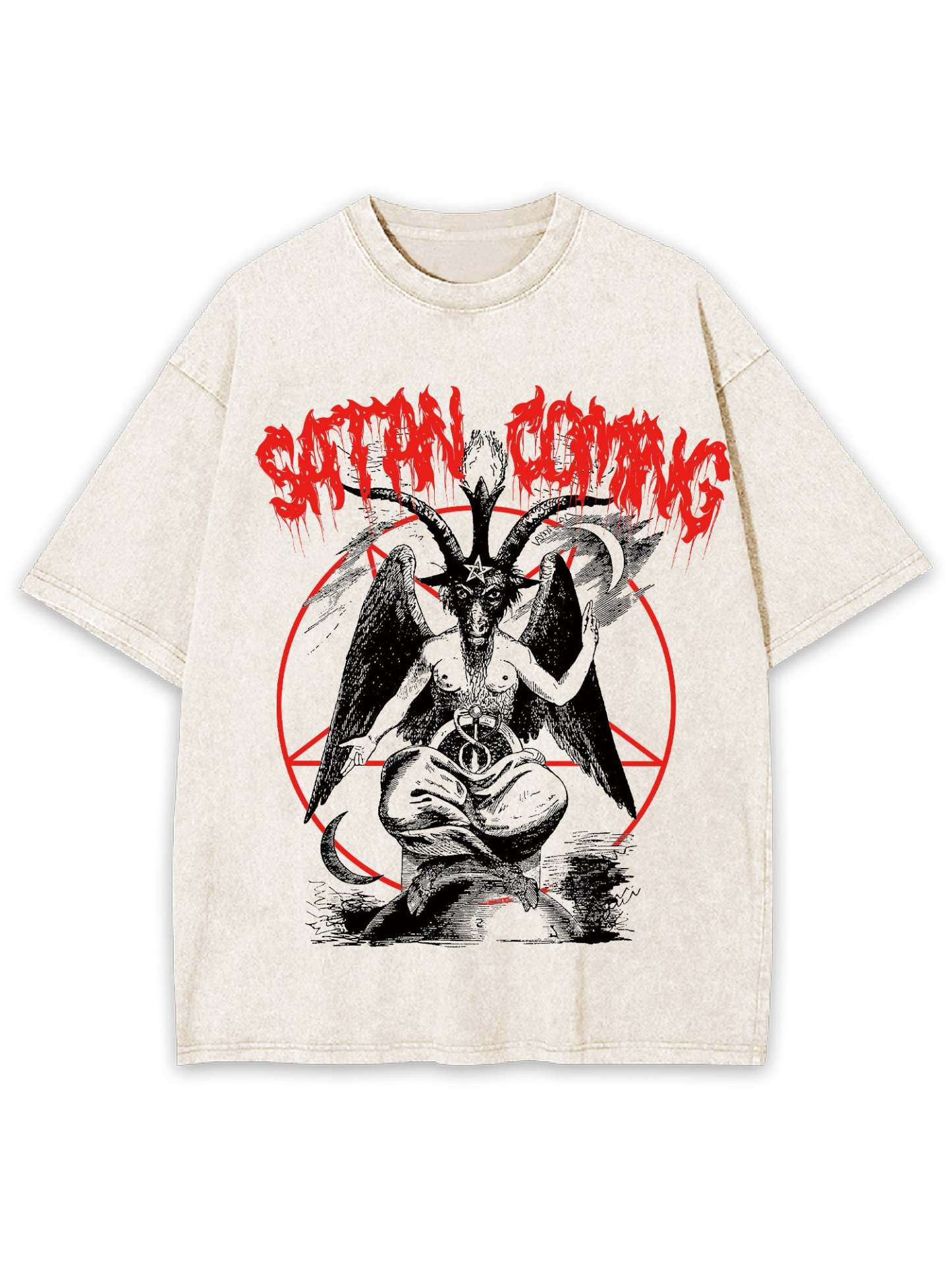 Satan Coming Washed Tshirt-ClassyOutlaw