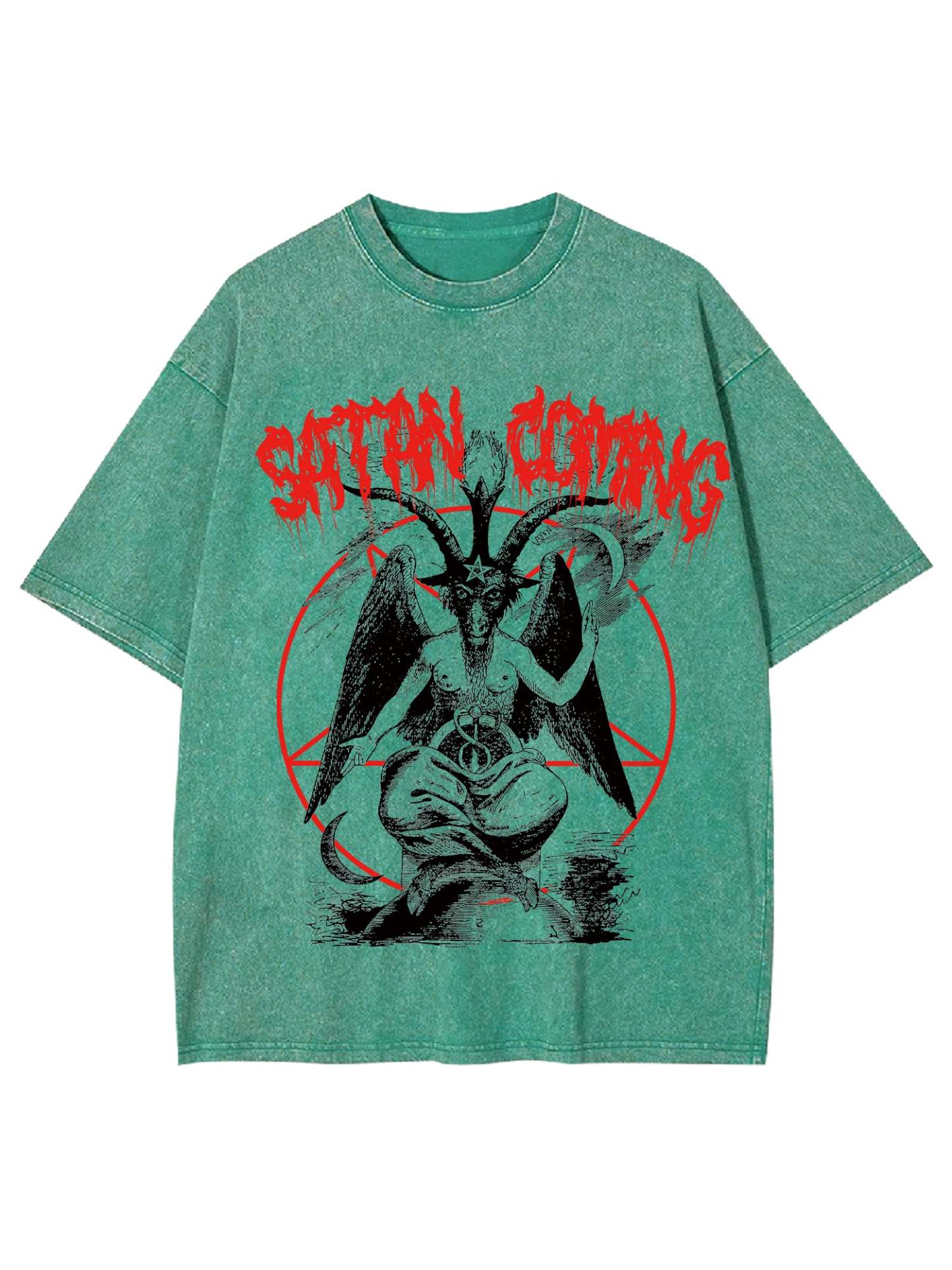 Satan Coming Washed Tshirt-ClassyOutlaw