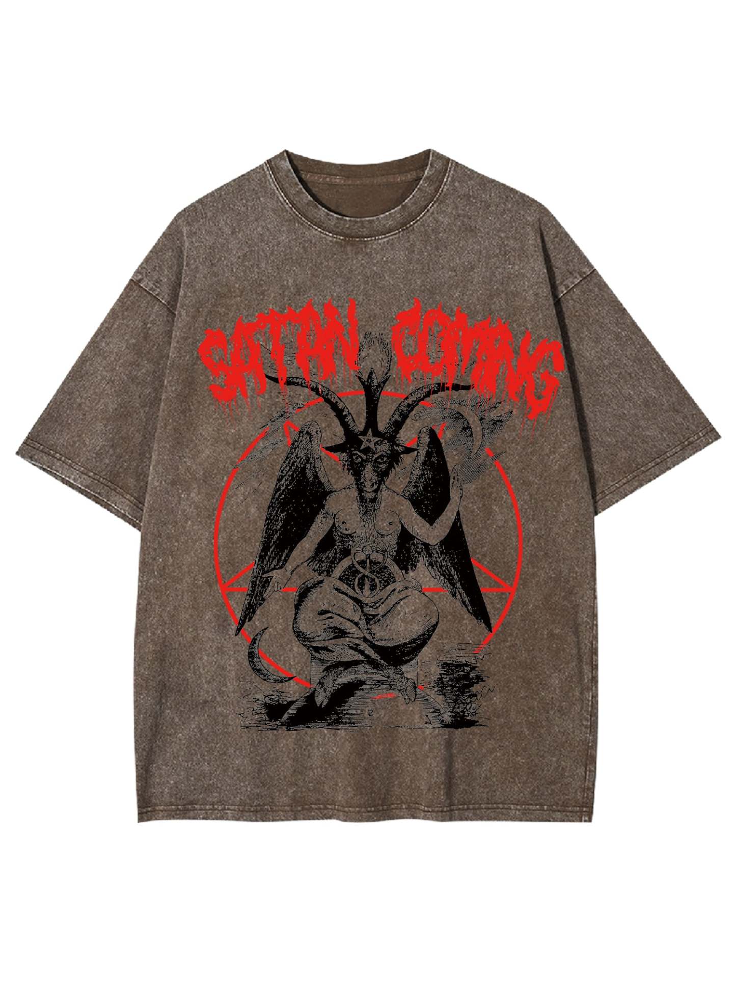 Satan Coming Washed Tshirt-ClassyOutlaw
