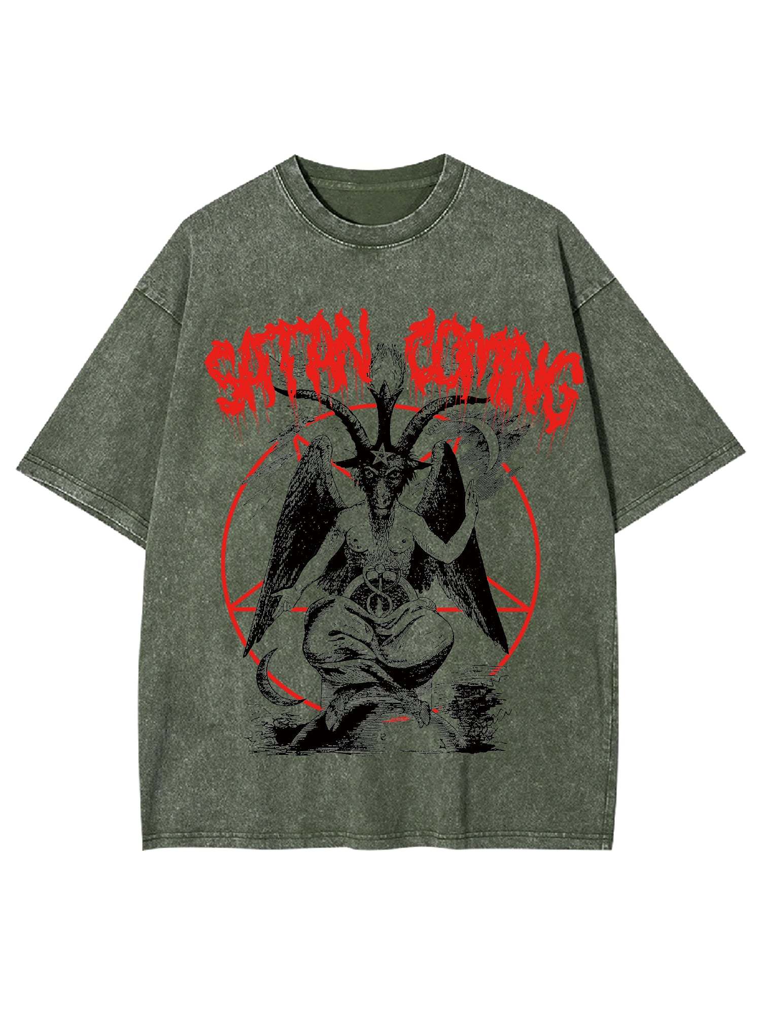 Satan Coming Washed Tshirt-ClassyOutlaw