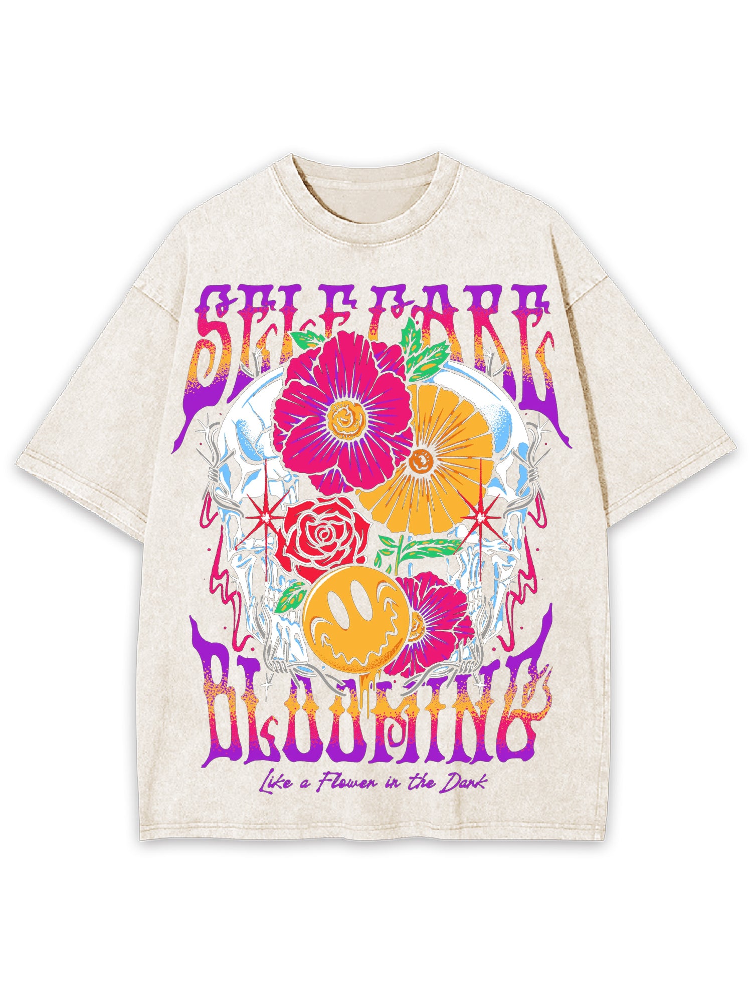 Self Care Blooming Washed Tshirt-ClassyOutlaw