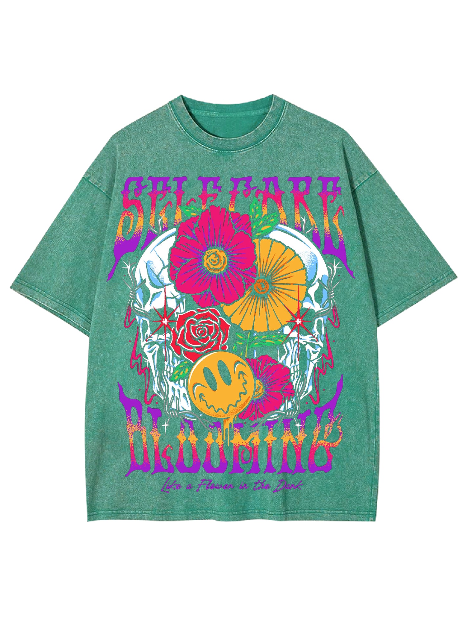 Self Care Blooming Washed Tshirt-ClassyOutlaw