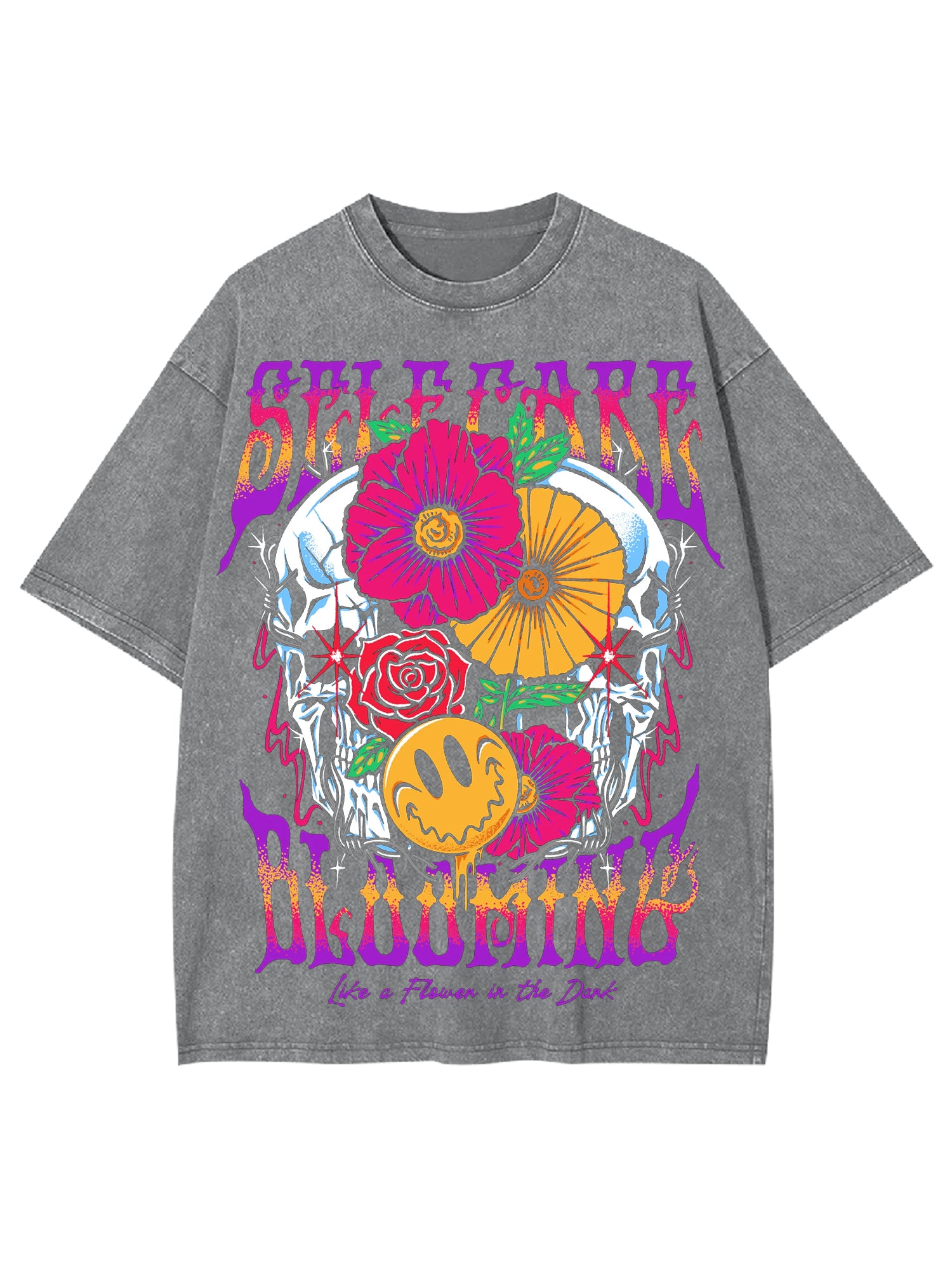 Self Care Blooming Washed Tshirt-ClassyOutlaw