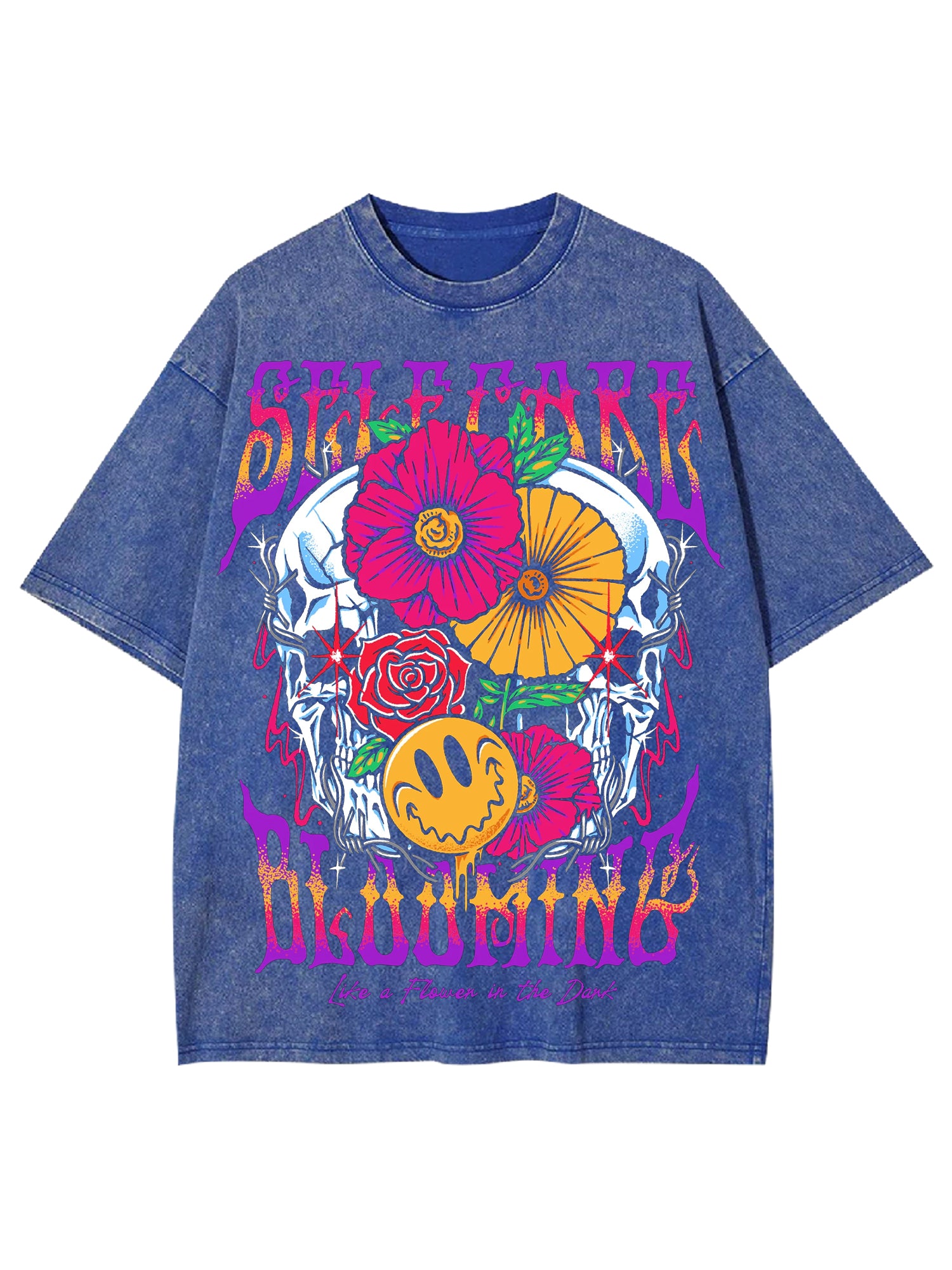 Self Care Blooming Washed Tshirt-ClassyOutlaw