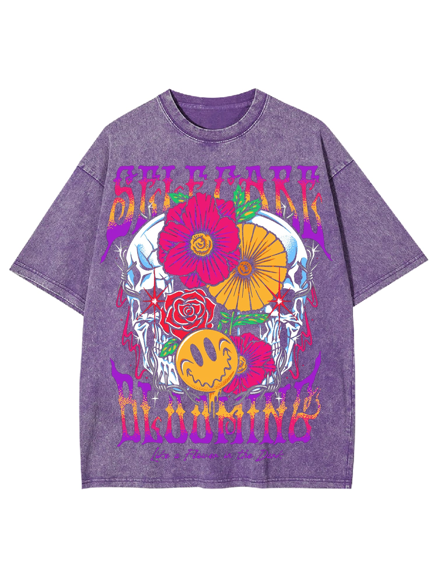 Self Care Blooming Washed Tshirt-ClassyOutlaw