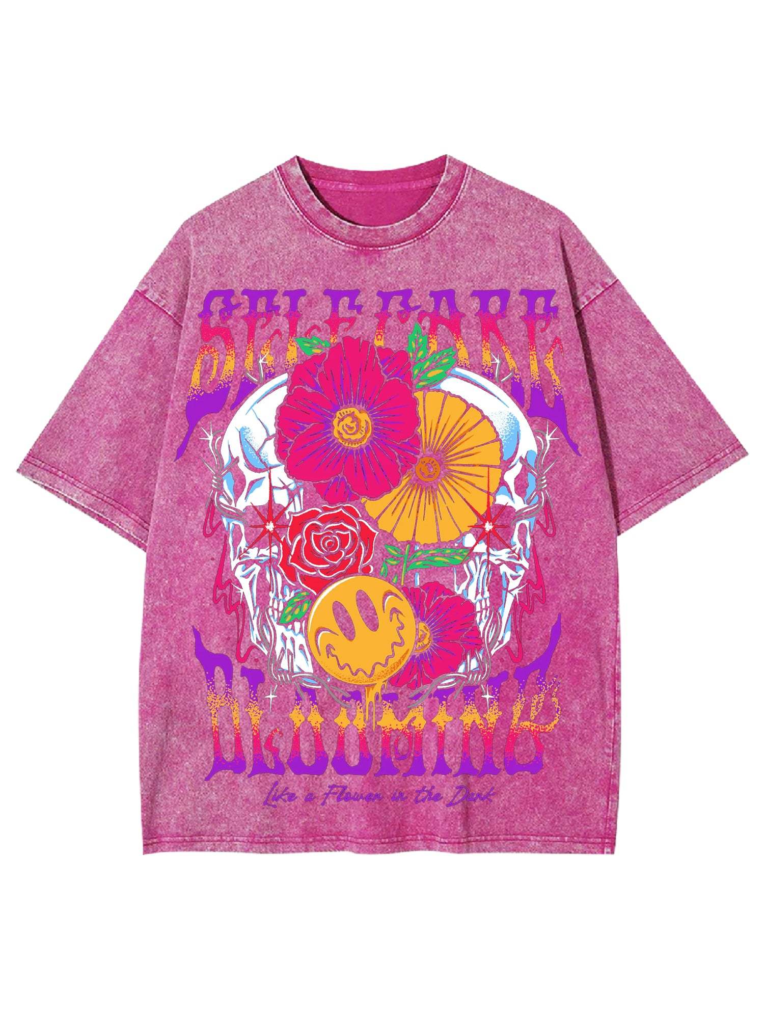 Self Care Blooming Washed Tshirt-ClassyOutlaw