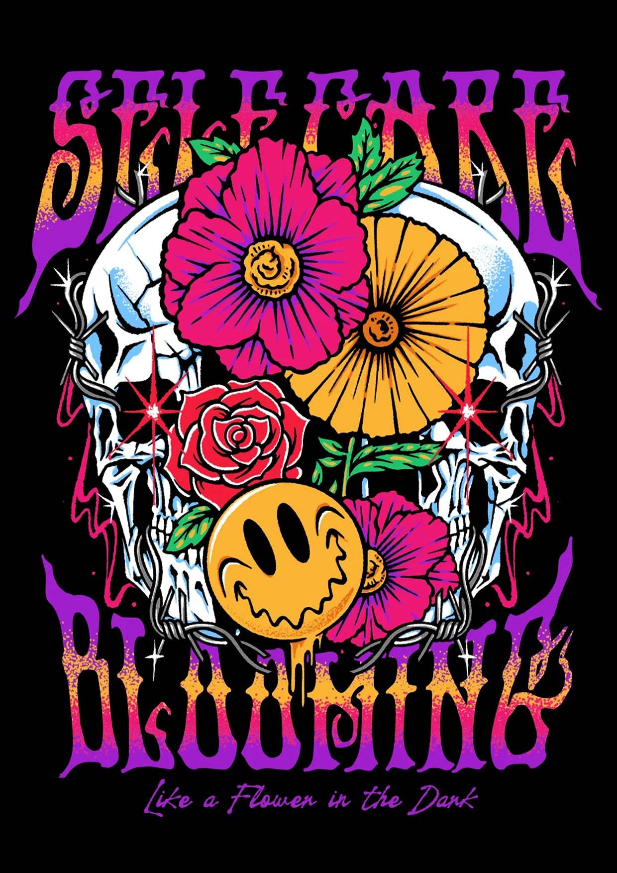 Self Care Blooming Washed Tshirt-ClassyOutlaw