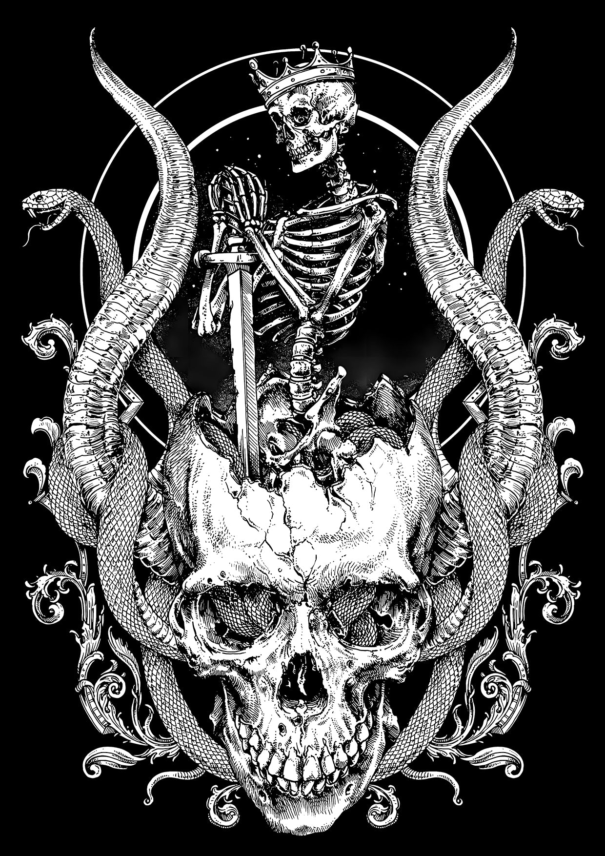Skeleton King Washed Tshirt-ClassyOutlaw